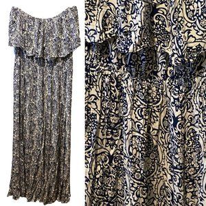 Yidarton strapless printed maxi dress sz XL